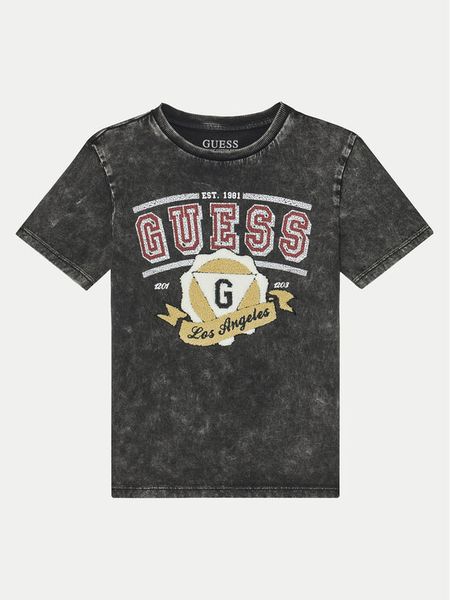 Guess T-Shirt L5RI08 K8HM4 Czarny Regular Fit. Czarne t-shirty i koszulki chłopięce Guess, z aplikacjami, z bawełny, bez kołnierzyka, bez ramiączek. Za 69.99 zł.