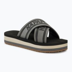 Klapki damskie Napapijri. Czarne klapki damskie Napapijri, bez wzorów, bez obcasa, bez zapięcia. Za 179.99 zł.