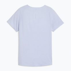 Koszulka do biegania damska PUMA Runspun Tee cool. Niebieskie bluzki damskie Puma, bez wzorów, sportowe, bez kołnierzyka, bez ramiączek. Za 169.99 zł.