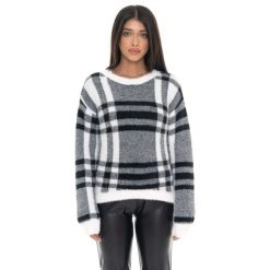 Bluza Leone 1947 Glam Winter Damen Karo Rundhalspullover z Logo-Etikett. Czarne bluzy damskie LEONE 1947 APPAREL, bez wzorów, z poliesteru, bez kaptura. W wyprzedaży za 169.09 zł.