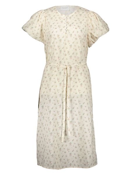 SisterS point Sukienka w kolorze kremowym ze wzorem rozmiar: L. Brązowe sukienki damskie Sisters Point, bez wzorów, z tkaniny, bez ramiączek. Za 48.05 zł.