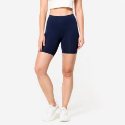 Legginsy krótkie fitness damskie Domyos. Niebieskie legginsy damskie DOMYOS, xl, bez wzorów, z bawełny. Za 29.99 zł.