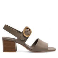 Sandały GINO ROSSI. Brązowe sandały damskie Gino Rossi, bez wzorów, bez obcasa, na słupku, bez zapięcia. Za 249.99 zł.