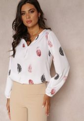 Biała Bluzka z Wiskozy i Długim Rękawem Domanico. Białe bluzki damskie Renee, xl, z aplikacjami, z tkaniny, bez kołnierzyka, bez ramiączek. Za 29.99 zł.