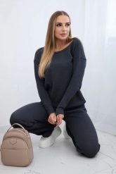 Komplet sweterkowy Bluza + Spodnie grafitowy. Szare bluzy damskie KESI, l, bez wzorów, z poliesteru, bez kaptura. Za 297.97 zł.