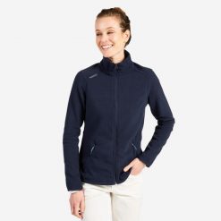 Polar żeglarski damski Tribord Sailing 100 granatowy. Niebieskie swetry klasyczne damskie TRIBORD, l, z dzianiny, bez kołnierzyka. W wyprzedaży za 59.99 zł.