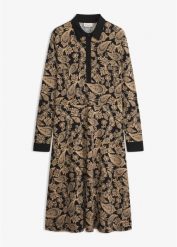 Sukienka z dżerseju ze wzorem paisley. Czarne sukienki damskie bonprix, bez wzorów, z dżerseju, eleganckie, bez ramiączek. Za 169.99 zł.