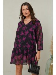Curvy Lady Sukienka w kolorze czarno-fioletowym rozmiar: 48/50. Czarne sukienki damskie Curvy Lady, bez wzorów, klasyczne, bez ramiączek. Za 92.42 zł.