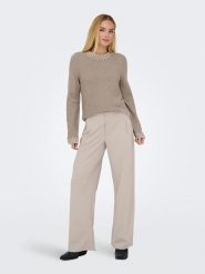 JDY Spodnie w kolorze beżowym rozmiar: L/L32. Brązowe spodnie materiałowe damskie JDY, bez wzorów, z materiału. Za 110.29 zł.