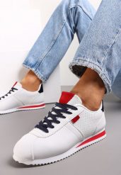Biało Czerwone Sneakersy z Przeszyciami Phyrise. Białe obuwie sportowe damskie Renee, bez zapięcia. Za 69.99 zł.