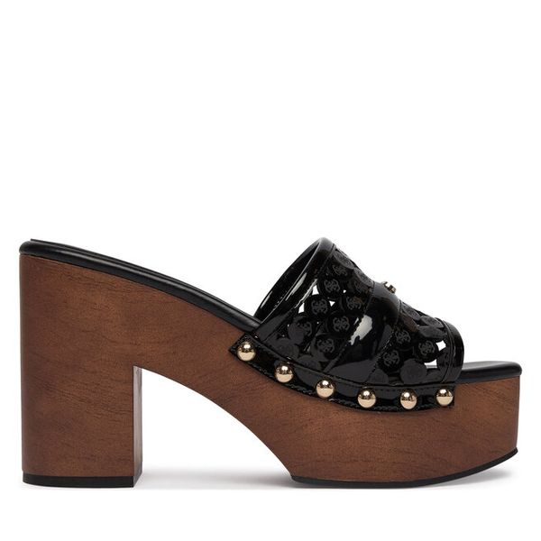Klapki Guess. Czarne klapki damskie Guess, z aplikacjami, bez obcasa, bez zapięcia. Za 543.99 zł.