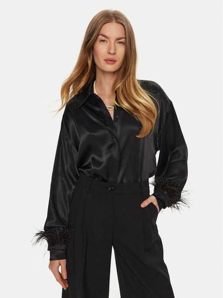 ACCESS FASHION Koszula 44-7044-198 Czarny Relaxed Fit. Czarne koszule damskie ACCESS FASHION, m, bez wzorów, z wiskozy, bez kołnierzyka, bez ramiączek. Za 439.99 zł.