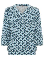 Olsen Bluzka w kolorze granatowo-turkusowo-beżowym rozmiar: 38. Brązowe bluzki damskie Olsen, bez wzorów, bez kołnierzyka, bez ramiączek. Za 60.99 zł.