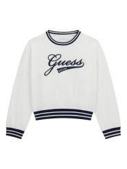 Guess Bluza J6YI30 K3765 Biały Regular Fit. Białe bluzy dziewczęce Guess, z aplikacjami, z bawełny, bez ramiączek, bez kaptura. Za 154.99 zł.