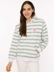 Zwillingsherz Bluza w kolorze zielono-białym rozmiar: S/M. Białe bluzy damskie Zwillingsherz, m, bez wzorów, z kapturem. Za 175.26 zł.