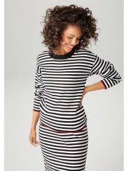 Aniston Sweter w kolorze czarno-białym rozmiar: 36. Białe swetry klasyczne damskie Aniston, bez kołnierzyka. Za 56.93 zł.