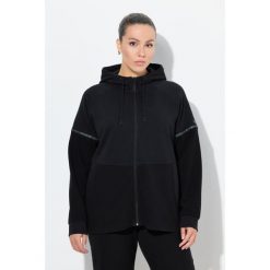 Damskie Bluza odblaskowe paski kaptur w połowie z eleganckiego weluru ottoman. Czarne bluzy damskie Ulla Popken, plus size, bez wzorów, z bawełny, bez kaptura. Za 279.99 zł.