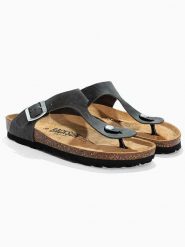 BACKSUN Skórzane japonki "Singapore" w kolorze szarym rozmiar: 41. Szare klapki damskie Backsun, bez wzorów, z otwartym noskiem, bez obcasa, bez zapięcia. Za 130.99 zł.