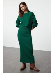 Trendyol 2-częściowy zestaw w kolorze zielonym rozmiar: M. Zielone sukienki damskie Trendyol, bez wzorów, prążkowane, bez ramiączek. Za 110.04 zł.