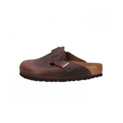 Klapki Birkenstock Boston Leoi Dorosłych. Brązowe klapki damskie Birkenstock, bez wzorów, bez obcasa, bez zapięcia. Za 549.00 zł.