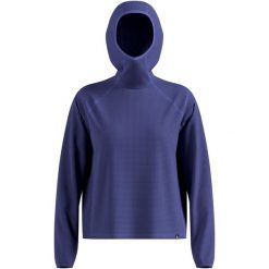 Bluza z kapturem Odlo Mid layer hoody CUBIC. Niebieskie bluzy damskie ODLO, l, bez wzorów, z materiału, z kapturem. Za 319.99 zł.