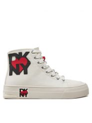 DKNY Trampki K2478753 Biały. Białe trampki damskie DKNY, bez wzorów, z materiału, bez zapięcia. Za 319.99 zł.