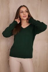 Sweter z dekoltem V ciemno zielony. Zielone swetry klasyczne damskie KESI, l, z wełny, bez kołnierzyka, plus size. Za 139.05 zł.