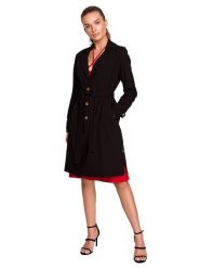 Stylove Płaszcz w kolorze czarnym rozmiar: XL. Czarne płaszcze damskie Stylove, xl, bez wzorów, z tkaniny, bez kaptura. Za 383.95 zł.