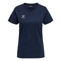 Damska bawełniana koszulka Hummel Move Grid. Niebieskie bluzki damskie Hummel, xl, bez wzorów, z bawełny, sportowe, bez kołnierzyka, bez ramiączek. Za 150.00 zł.
