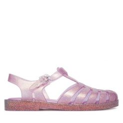 Sandały Melissa. Fioletowe sandały damskie Melissa, bez wzorów, bez obcasa, na płaskiej podeszwie, bez zapięcia. Za 199.99 zł.