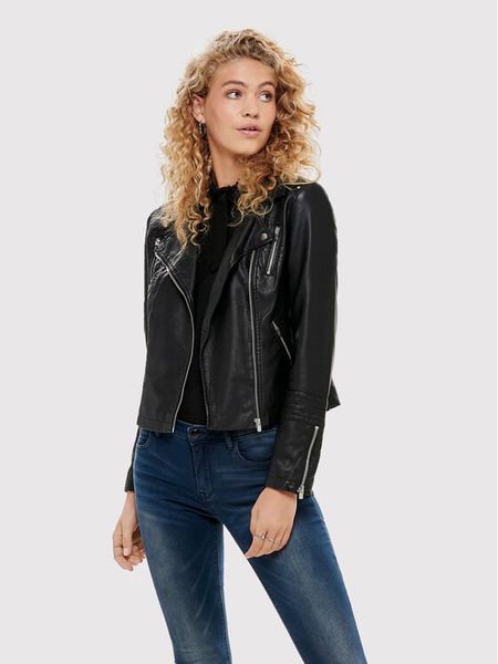 ONLY Kurtka z imitacji skóry Gemma 15153079 Czarny Regular Fit. Czarne kurtki damskie Only, bez wzorów, ze skóry, bez kaptura. Za 169.99 zł.