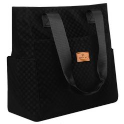 Czarny shopper damski z poliestru pokrytego geometrycznym wzorem Rovicky R-TZ-01. Czarne shopper bag ROVICKY, bez wzorów, bez dodatków. Za 49.99 zł.