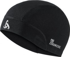 Czapka do biegania dla dorosłych Odlo Ceramicool UVP. Czarne czapki damskie ODLO, na lato, bez wzorów, z bawełny. Za 175.72 zł.