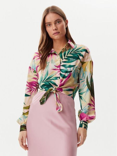 Guess Koszula W5GH0IWH9C2 Kolorowy Classic Fit. Koszule damskie Guess, s, z aplikacjami, z syntetyku, bez kołnierzyka, bez ramiączek. Za 219.99 zł.