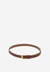 Brązowy Pasek Ozdobiony Metalową Klamrą Nairavina. Brązowe paski damskie Renee, bez wzorów, z jeansu. Za 14.99 zł.