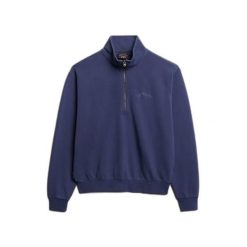 Sweter z logo i kołnierzykiem tunisijskim dla kobiet Superdry Essential. Niebieskie swetry klasyczne damskie Superdry, na zimę, bez kołnierzyka. Za 326.65 zł.