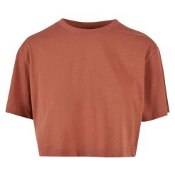 Krótka Koszulka Damska Oversize Crop. Brązowe koszulki damskie Urban Classics, xl, bez wzorów, bez kołnierzyka, bez ramiączek. Za 54.99 zł.