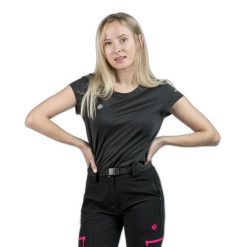 Koszulka damska Izas Creus. Czarne bluzki damskie Izas, xl, bez wzorów, casualowe, bez kołnierzyka, bez ramiączek. W wyprzedaży za 113.00 zł.