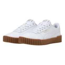 Trampki Damskie Skóra Carina 3.0. Białe trampki damskie Puma, bez wzorów, z gumy, bez zapięcia. Za 129.00 zł.