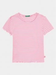 United Colors Of Benetton T-Shirt 3W5BC10H7 Różowy Regular Fit. Czerwone koszulki i t-shirty dziewczęce United Colors Of Benetton, bez wzorów, z bawełny, bez kołnierzyka, bez ramiączek. Za 39.99 zł.
