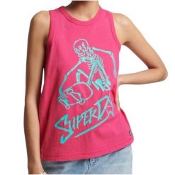 Koszulka turystyczna damska Superdry Vintage Cali Vest. Czerwone koszulki sportowe damskie Superdry, m, bez wzorów, z bawełny, bez ramiączek. Za 71.00 zł.