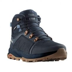 Buty do chodzenia damskie Salomon Outchill Ts Cswp. Niebieskie obuwie sportowe damskie Salomon, z materiału, za kostkę, bez zapięcia, trekkingowe. Za 725.00 zł.