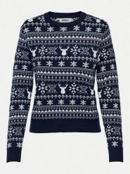 ONLY Sweter Xmas Winter 15327601 Granatowy Regular Fit. Niebieskie swetry klasyczne damskie Only, xl, z syntetyku, bez kołnierzyka. Za 69.99 zł.