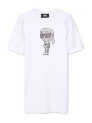 Karl Lagerfeld Kids Sukienka codzienna Z30458 S Biały Regular Fit. Białe sukienki dziewczęce Karl Lagerfeld Kids, bez wzorów, z bawełny, bez ramiączek, proste. Za 209.99 zł.