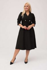 Elegancka czarna żakietowa sukienka Marietta XXL OVERSIZE. Czarne sukienki damskie Moda Size Plus Iwanek, bez wzorów, z elastanu, biznesowe, bez ramiączek. Za 325.00 zł.