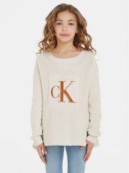 Calvin Klein Jeans Sweter Monogram IG0IG02259 Écru Regular Fit. Swetry dziewczęce Calvin Klein Jeans, bez wzorów, z bawełny, bez kołnierzyka, bez ramiączek. Za 249.99 zł.
