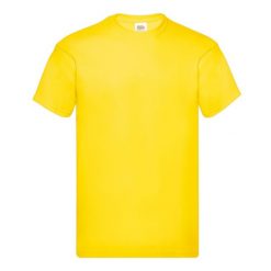 Oryginalna Bawełniana Koszulka Unisex Dla Dorosłych. Żółte bluzki damskie Fruit of the Loom, xl, bez wzorów, z bawełny, sportowe, bez kołnierzyka, bez ramiączek. Za 32.99 zł.