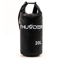 Worek plecak wodoodporny, torba wodoszczelna na kajak, SUP 20L. Czarne torby sportowe THUNDER, bez wzorów, z materiału. Za 40.00 zł.