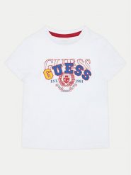 Guess T-Shirt N5RI00 K8HM4 Biały Regular Fit. Białe t-shirty i koszulki chłopięce Guess, z aplikacjami, z bawełny, bez kołnierzyka, bez ramiączek. Za 49.99 zł.