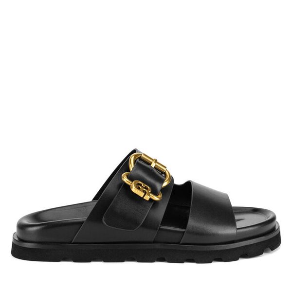 Klapki GINO ROSSI. Czarne klapki damskie Gino Rossi, bez wzorów, bez obcasa, bez zapięcia. Za 329.99 zł.